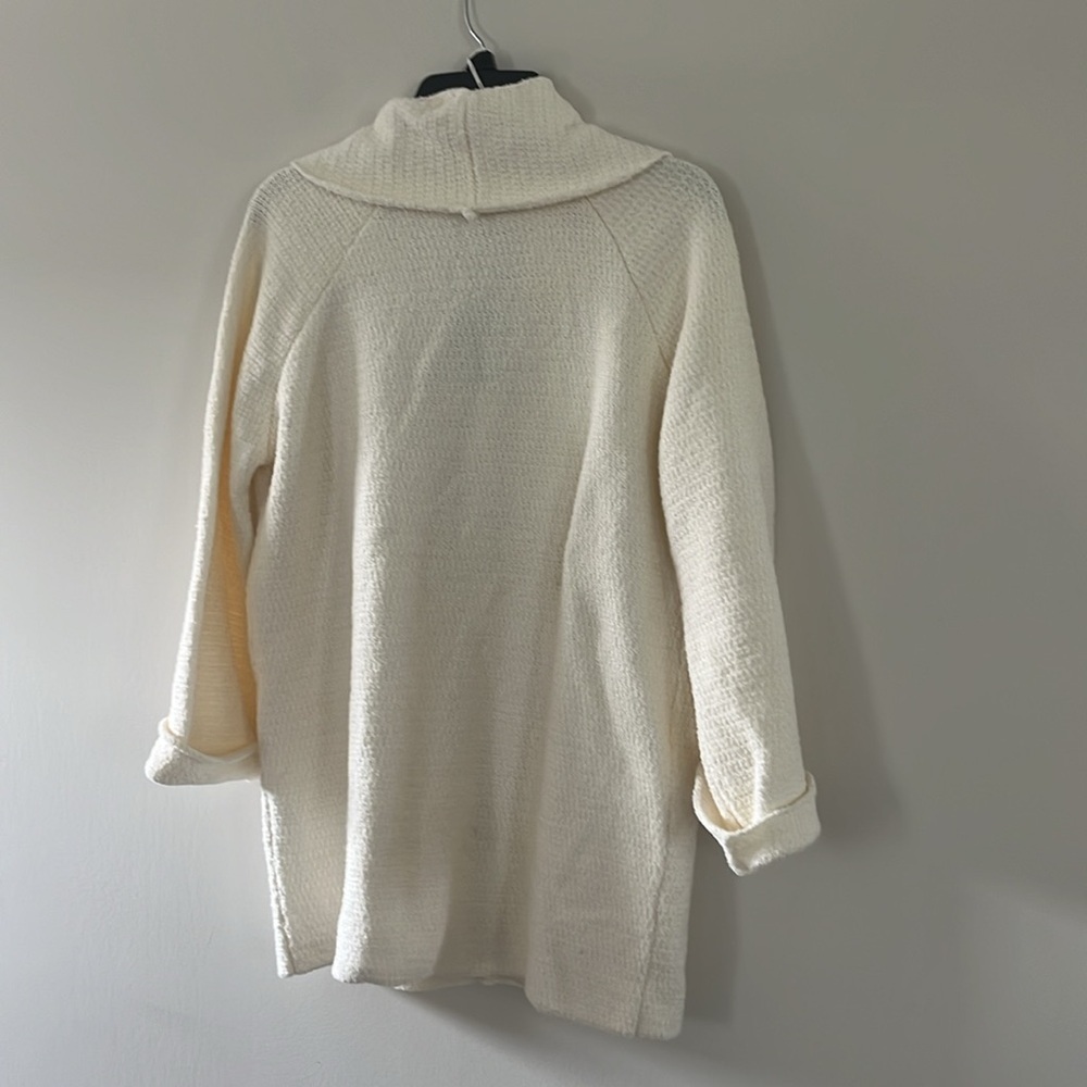 Massimo Dutti Weave Textured Wrap Cardigan With Gold Buttons Ivory Cream Sz S/M - Picture 13 of 15